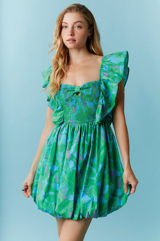 Kelly Green Ruffled Bubble Dress
