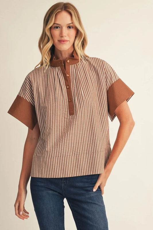 BROWN STRIPE TOP