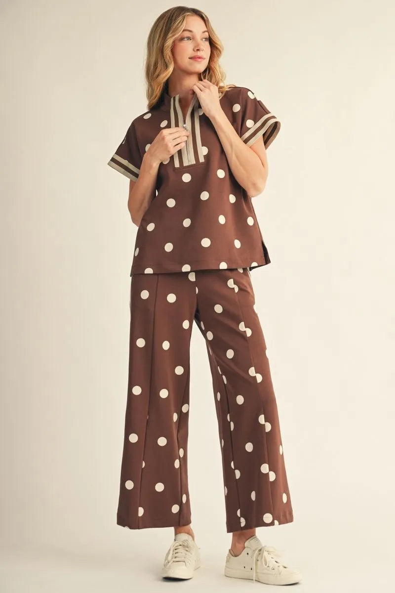BROWN POLKA DOT SCUBA SET