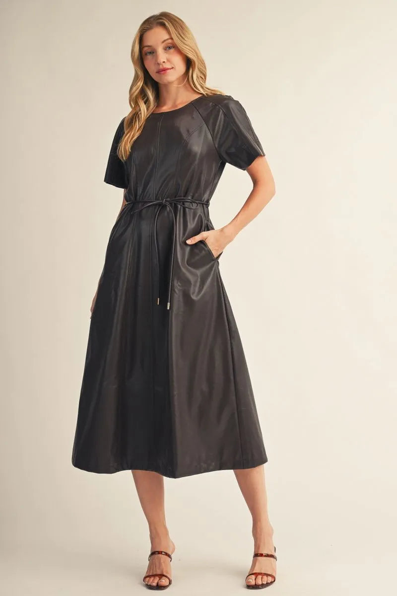 BROWN  FAUX LEATHER DR