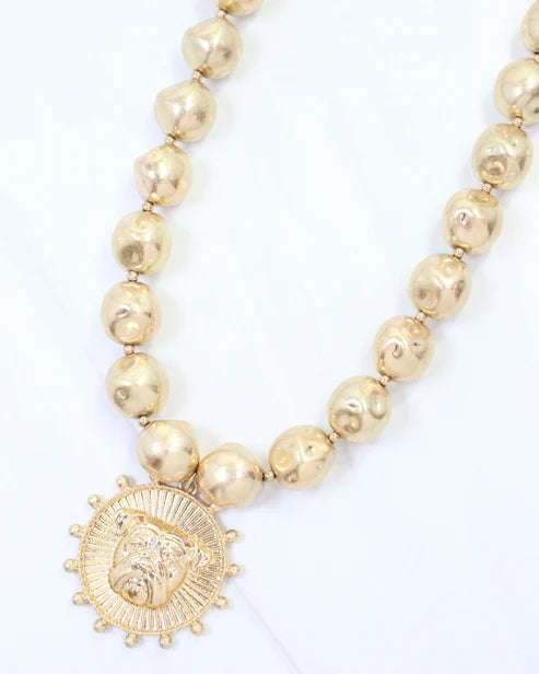 Necklace-Bulldog Worn Gold