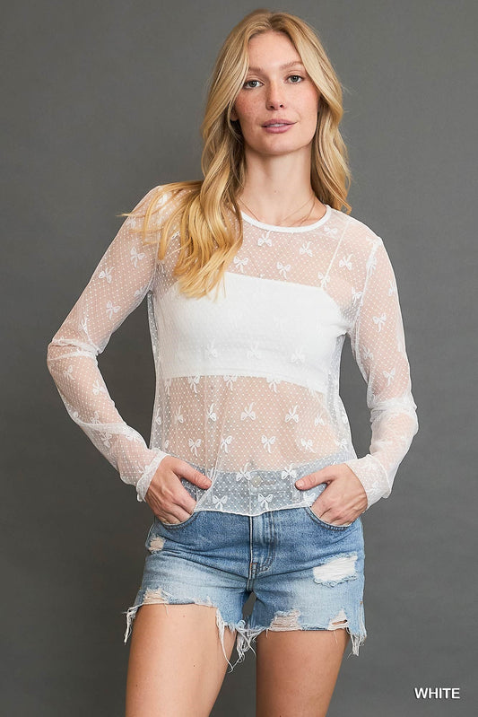 WHITE SHEER BOW TOP