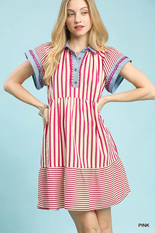 PINK Stripe Tiered Babydoll