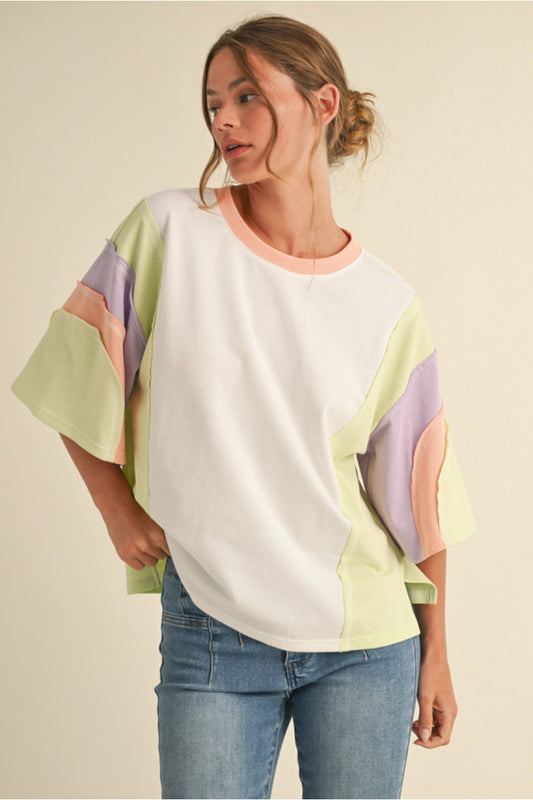 COLORBLOCK U-NECK TOP