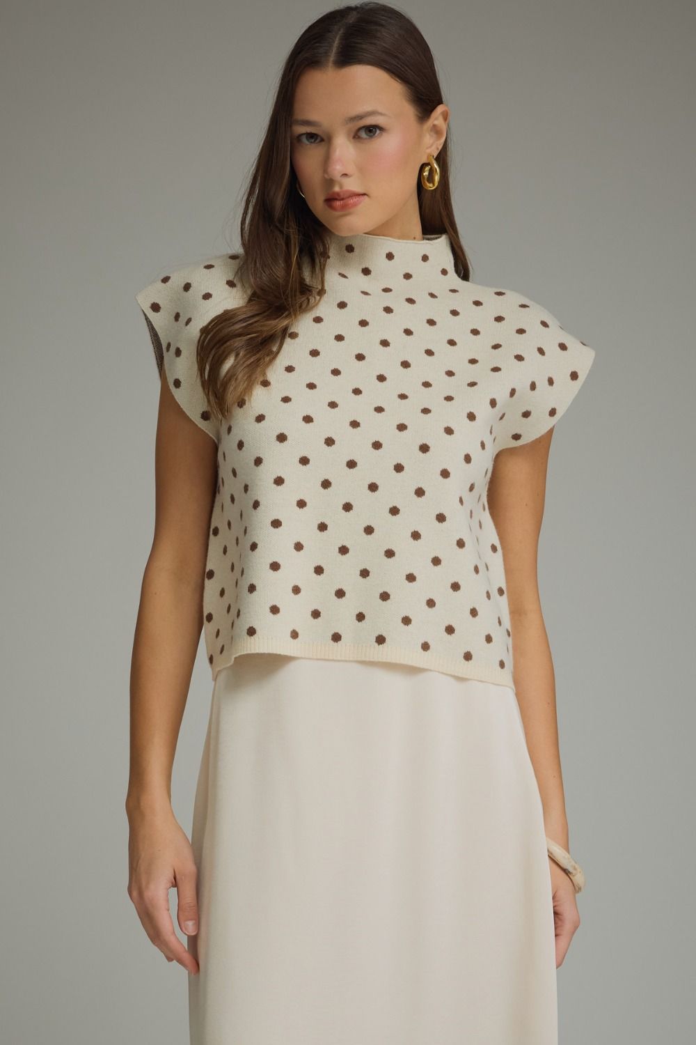 ECRU POLKA DOT CAP SLV