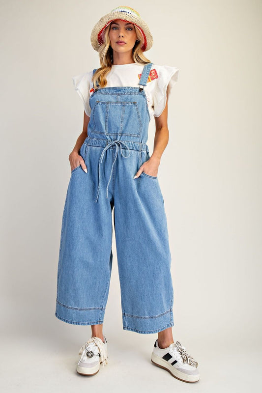 WASHED DENIM OVERALLS