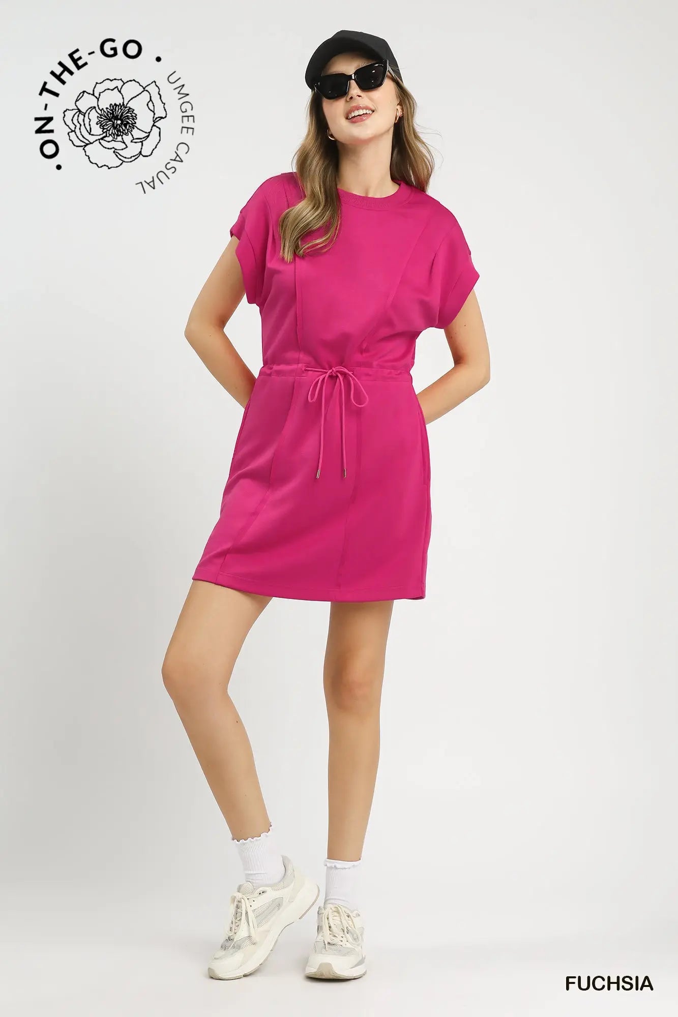 Fuchsia Luxeknit Pleated Mini Dress