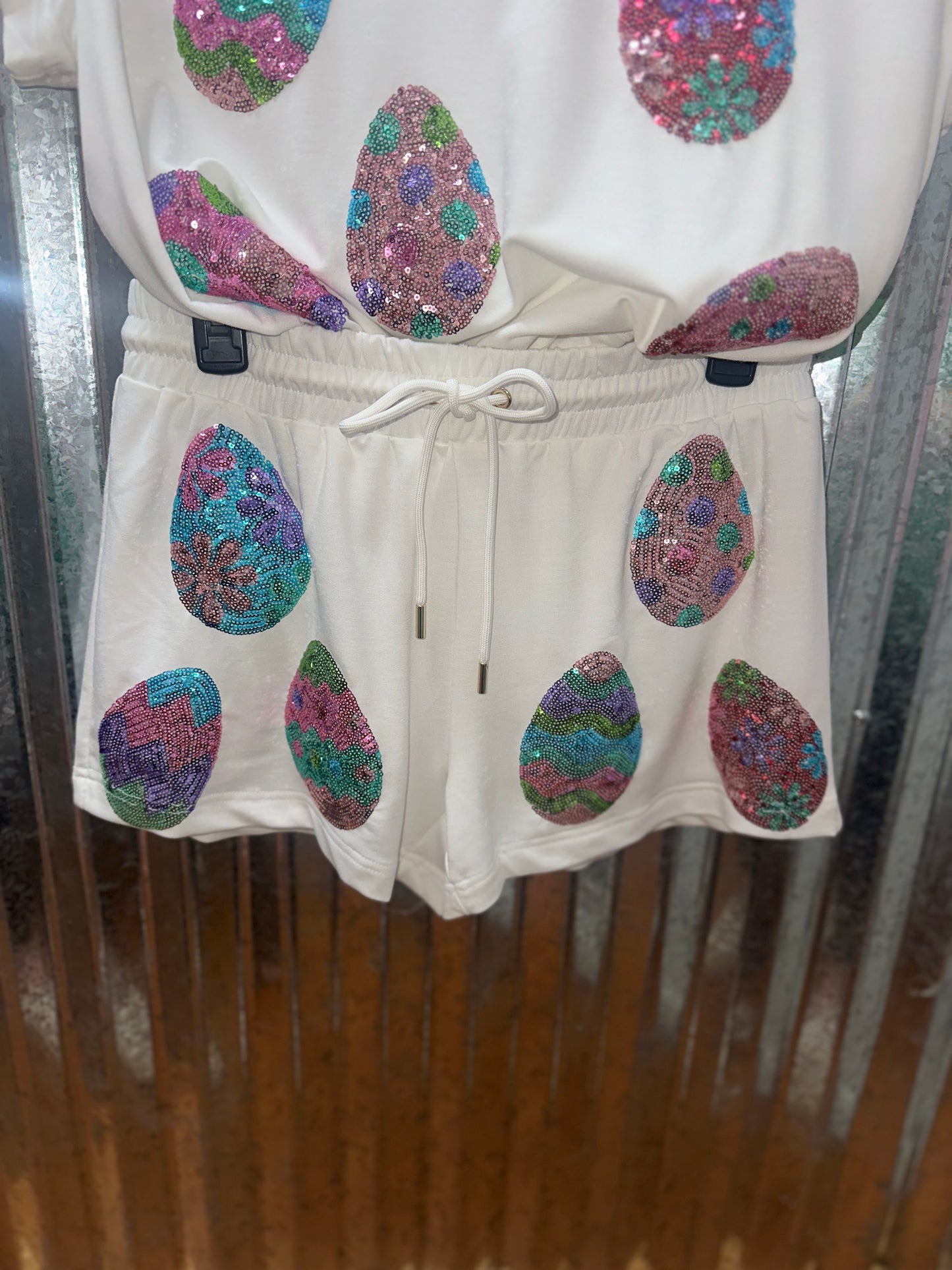 Sequin Easter Eggs Short Set
