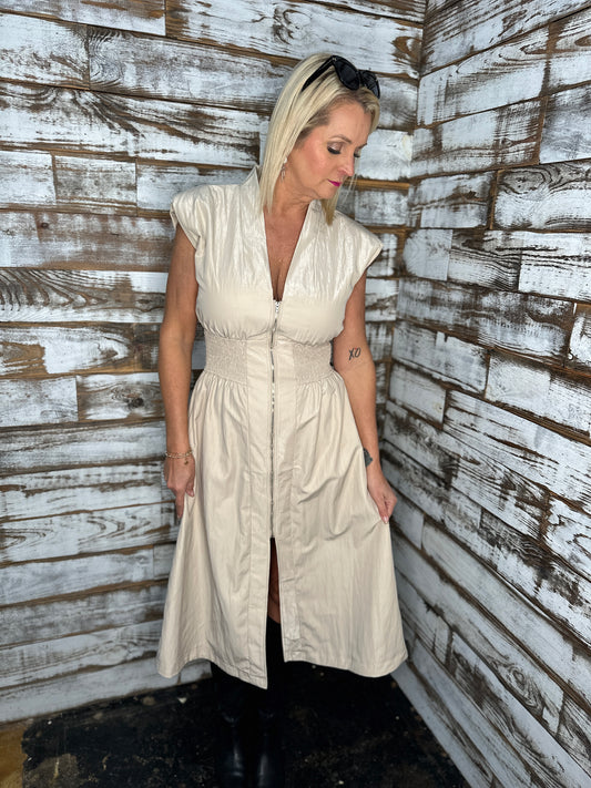 TAUPE MIDI DRESS
