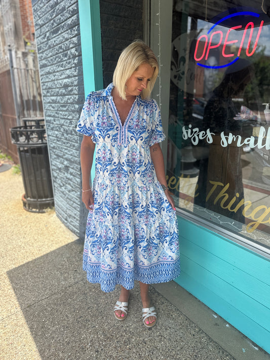 Blue Mix Maxi Dress