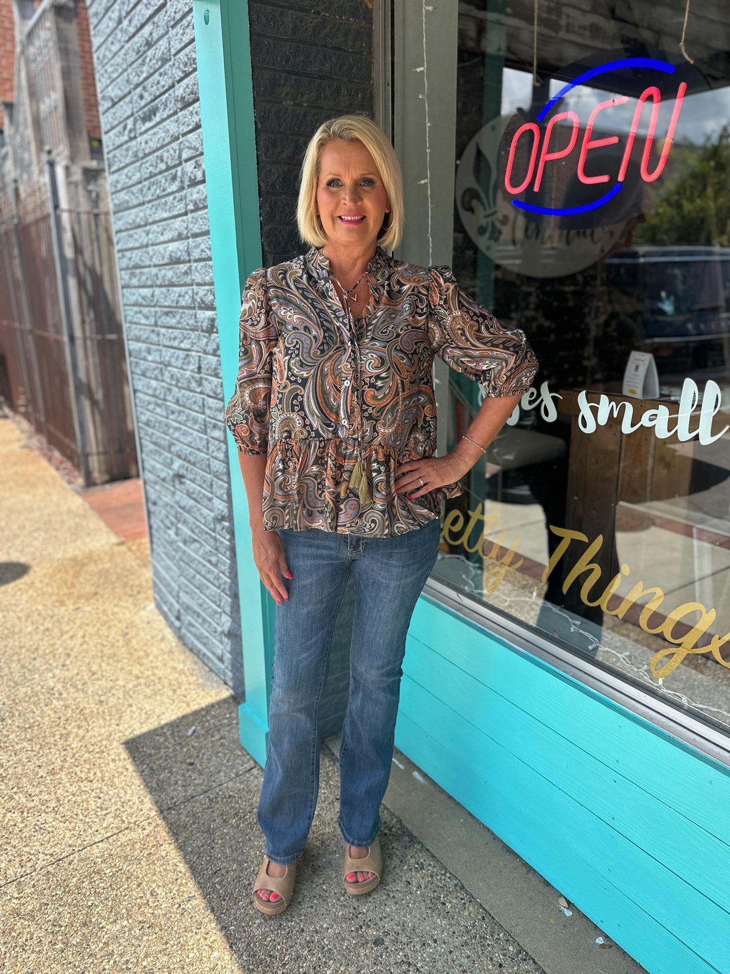 Paisley Print Peplum Blouse