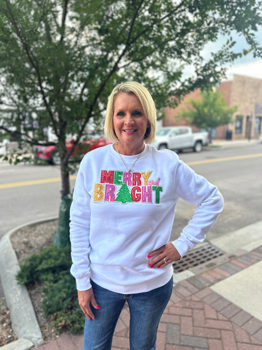 White Merry and Bright Sweatshirt