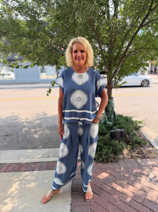 DENIM BLUE ABSTRACT PRINT SET