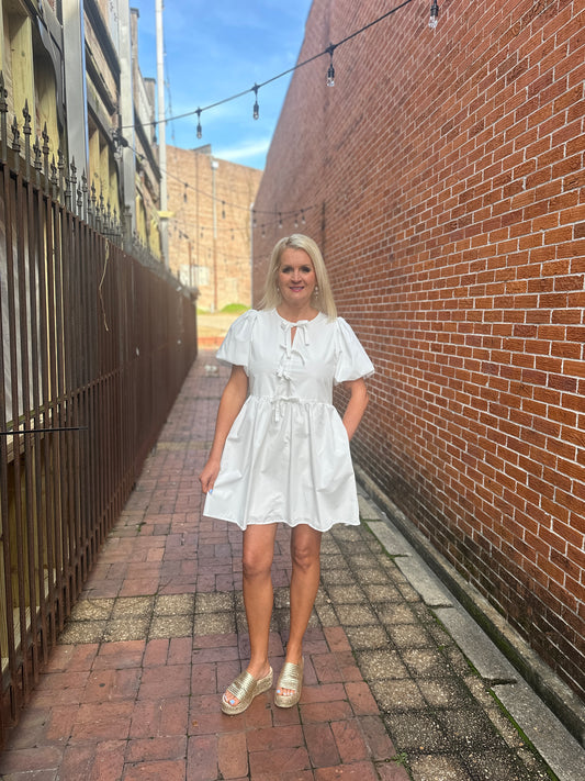 OFF WHITE BUBBLE SLV DRESS