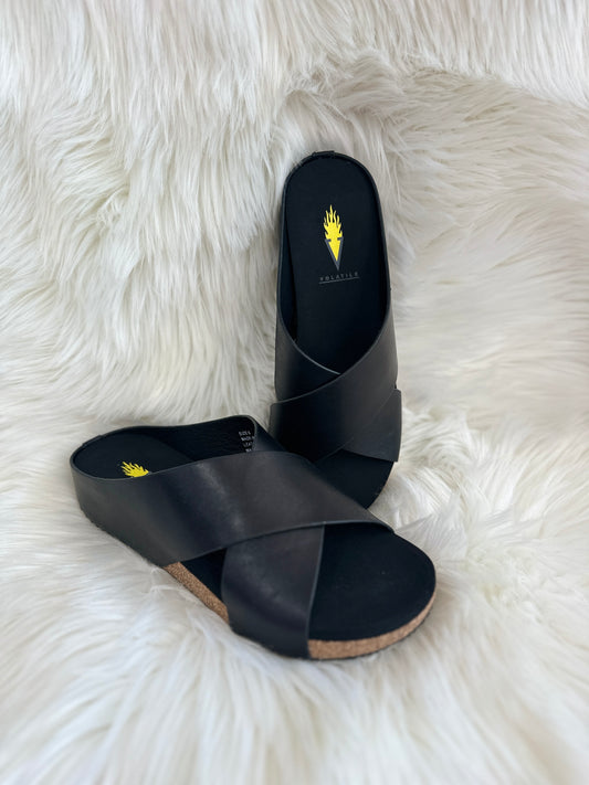 BLACK CRISS CROSS SANDAL