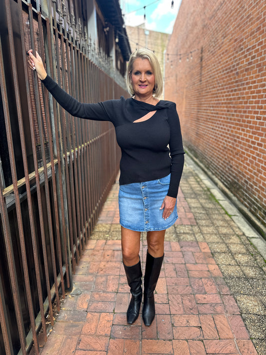 BUTTON UP DENIM SKIRT