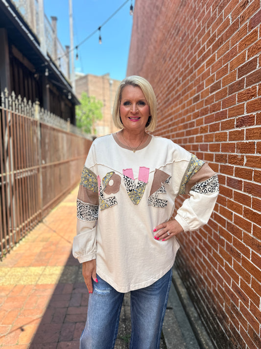 LOVE Leopard and Floral Top