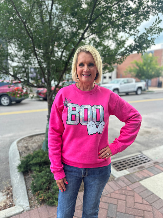 Pink Boo Sparkle Patch Sweatshirt
