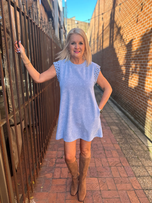 DENIM DART PLEATED DR
