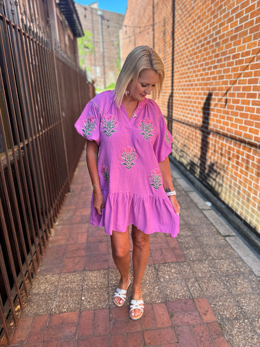 ORCHID FLOWER BOUQUET DRESS
