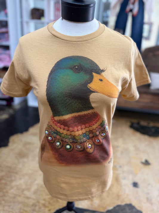 DUCK W/BLING NECKLACE TEE