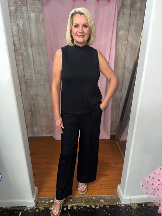 BLACK SLVLESS/PANT SET