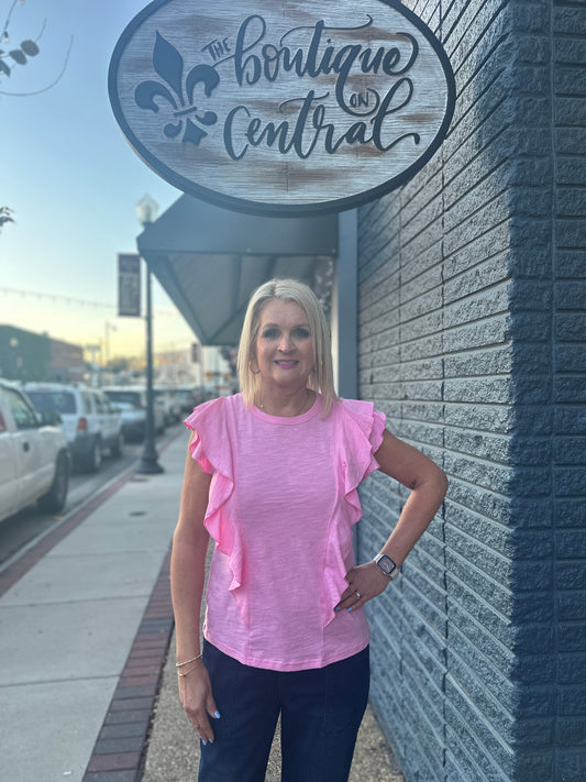 PINK TOP W/RUFFLES