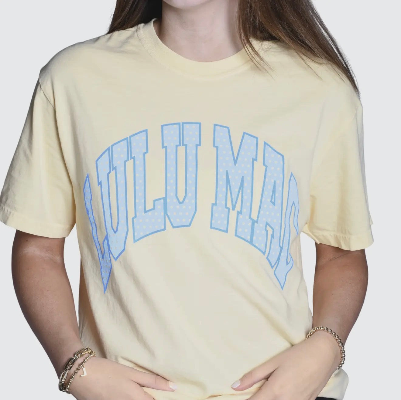 LULU MAC POLKA DOT BUTTER TEE