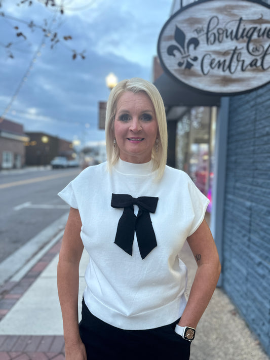 BOW BABY TOP, IVORY