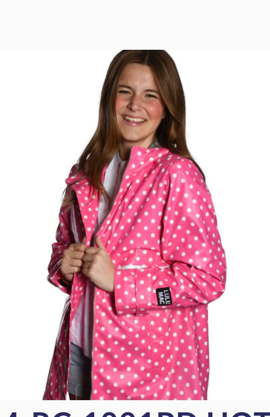 LULU MAC PNK POLKADOT RAINCOAT