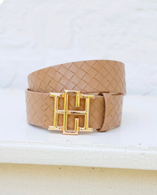 CAROLINE HILL WOVEN TAN BELT