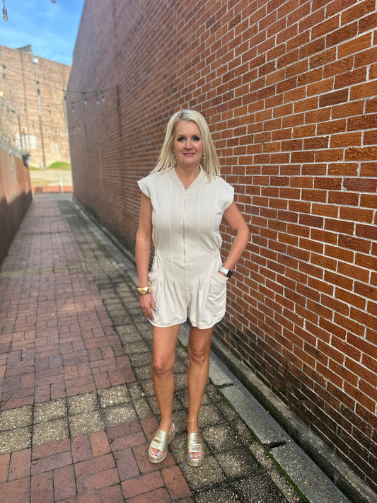 TAUPE ROMPER W/ZIPPER