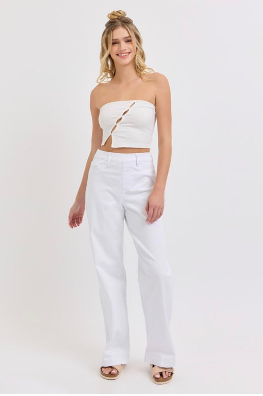 High Rise Pull On Wide Leg