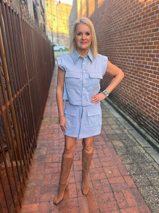 BLUE 2 PIECE SHORT SET