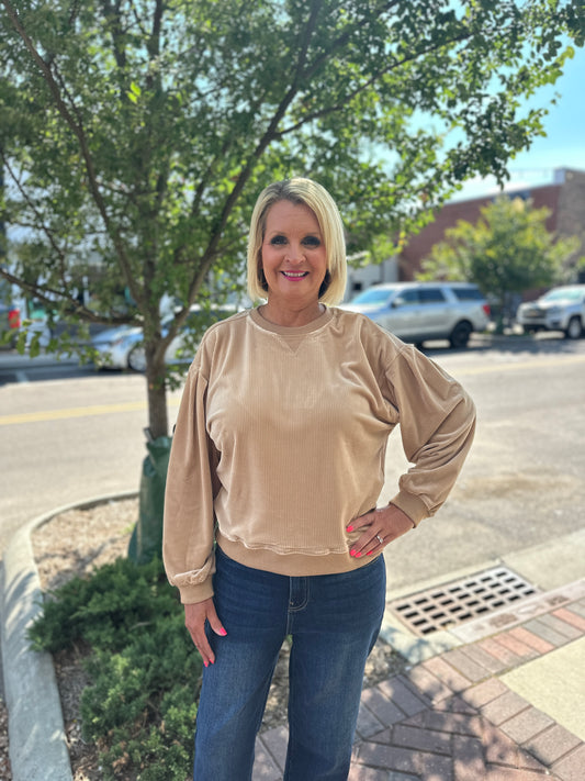 Soft Ribbed Pullover Sweatshirt