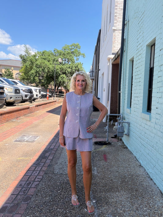BROWN GINGHAM ROMPER