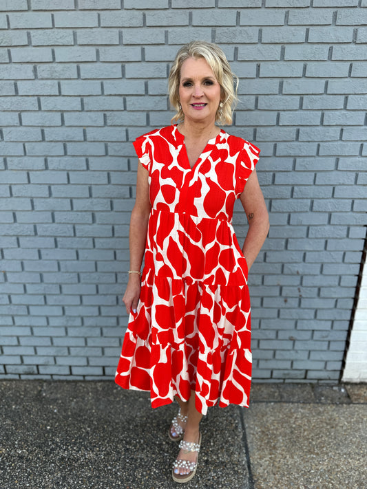 TANGERINE MIDI TIERED DR