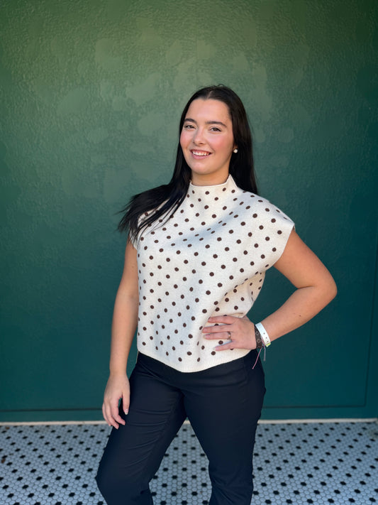 ECRU POLKA DOT CAP SLV