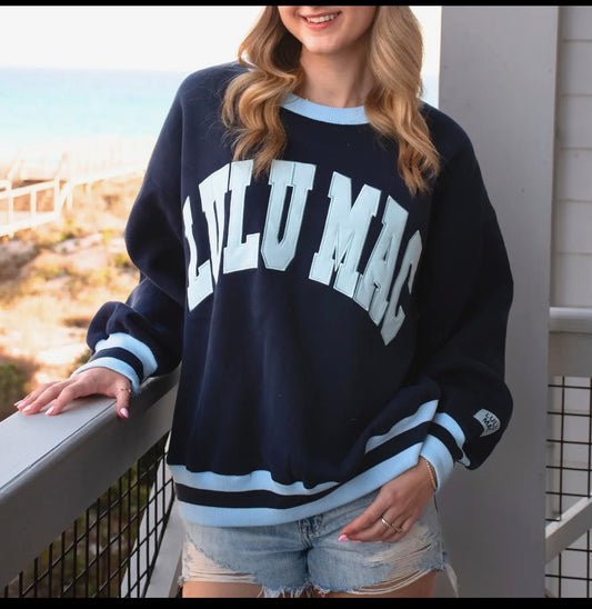 LULU MAC NAVY/LT BL SWEATSHIRT