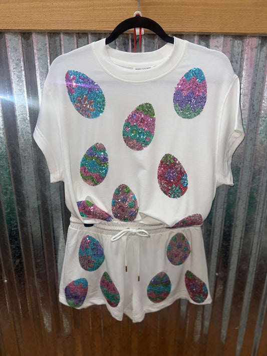 Sequin Easter Eggs Short Set