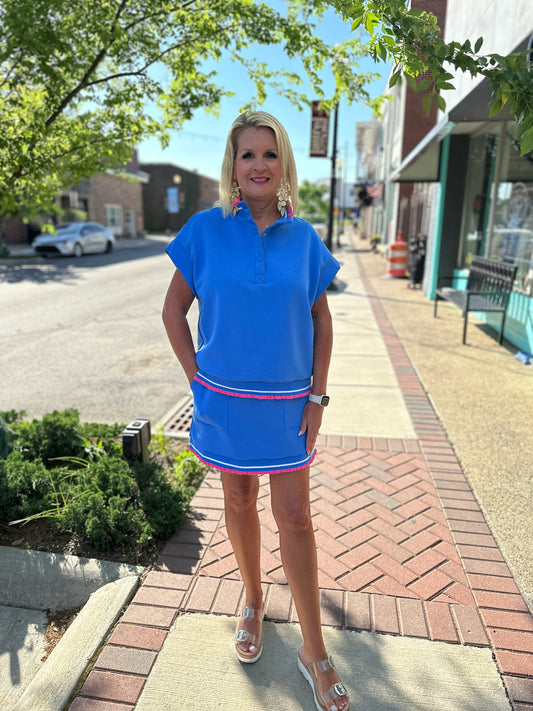 Ocean Ruffle Trim Pullover Set