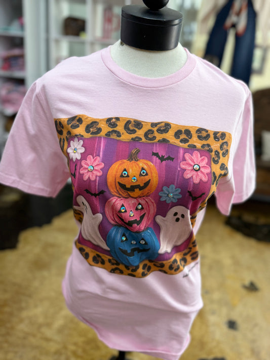 PINK PUMPKIN TEE W/BLING