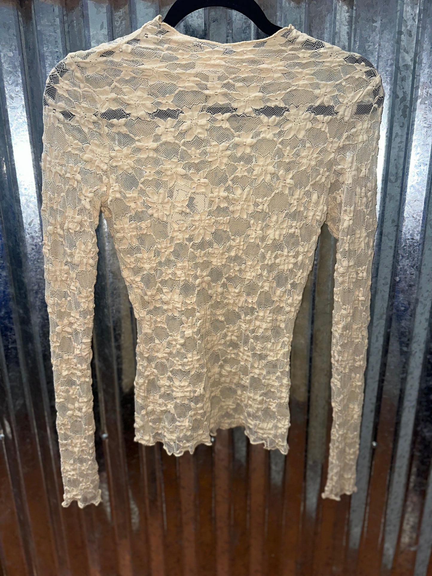NATURAL POPCORN LACE TOP