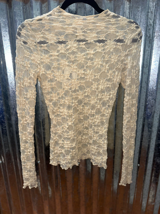 NATURAL POPCORN LACE TOP