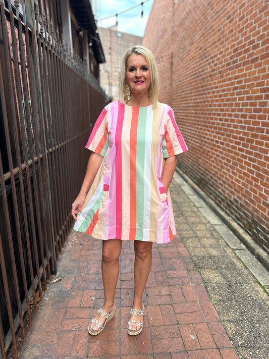 PINK MIX STRIPE DR