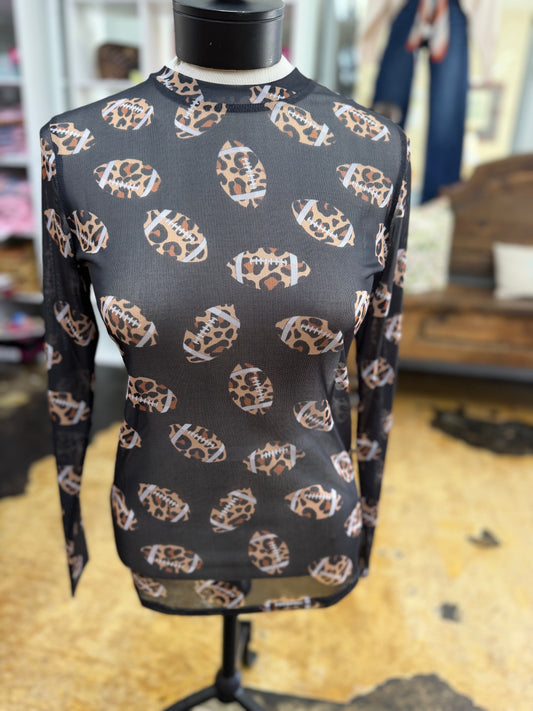 LEOPARD FOOTBALL MESH TOP