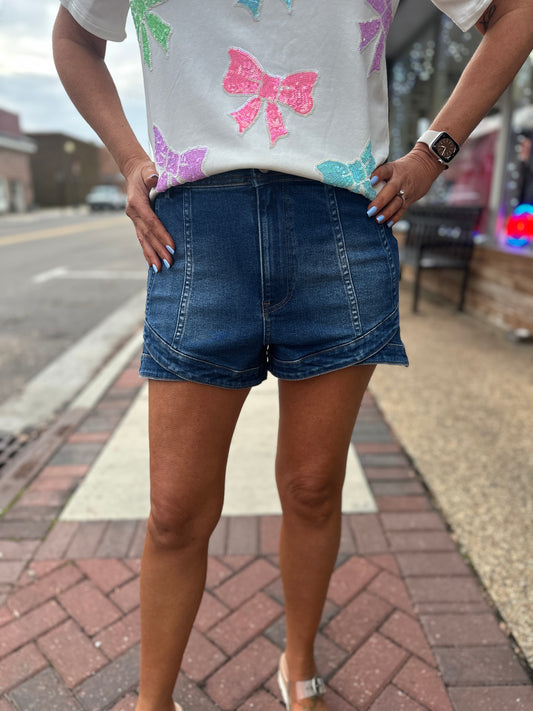 DARK DENIM SHORTS