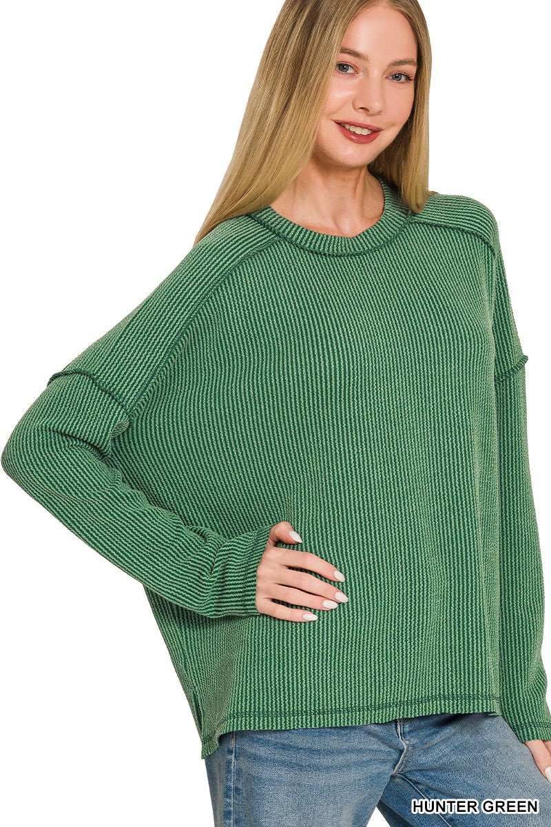 HUNTER GREEN RIBBED TOP