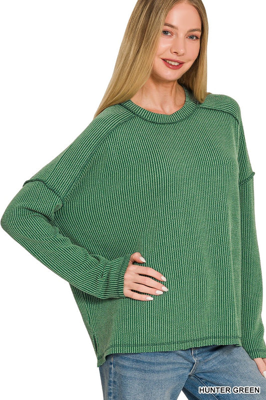 HUNTER GREEN RIBBED TOP