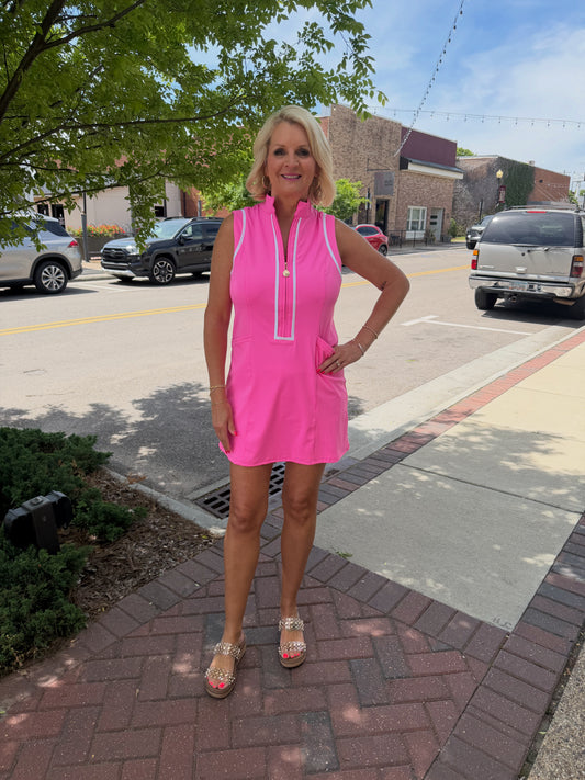 BUBBLE GUM Samara Zip-front Tennis Dress W/ Pockets